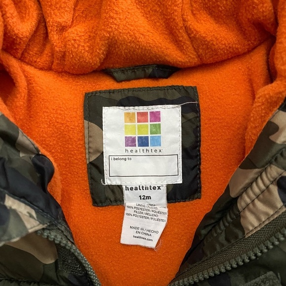 Camo Orange Healthtex Puffer Fleece Lined Winter Jacket 12 Month - Picture 2 of 2